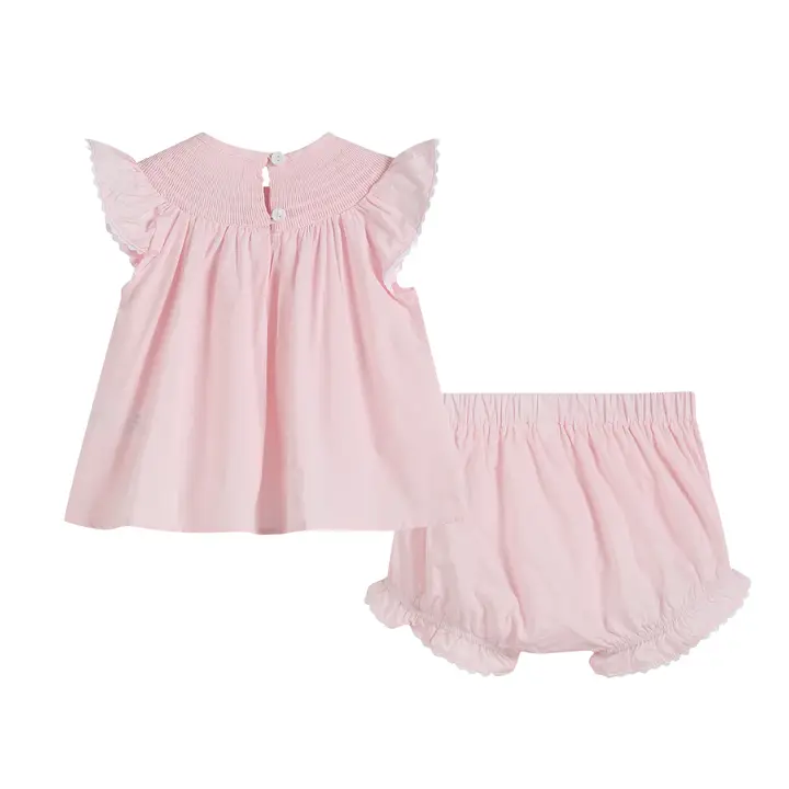 Light Pink Daisy Smocked Top and Bloomer 2 Pc Set - Southern Belle Boutique