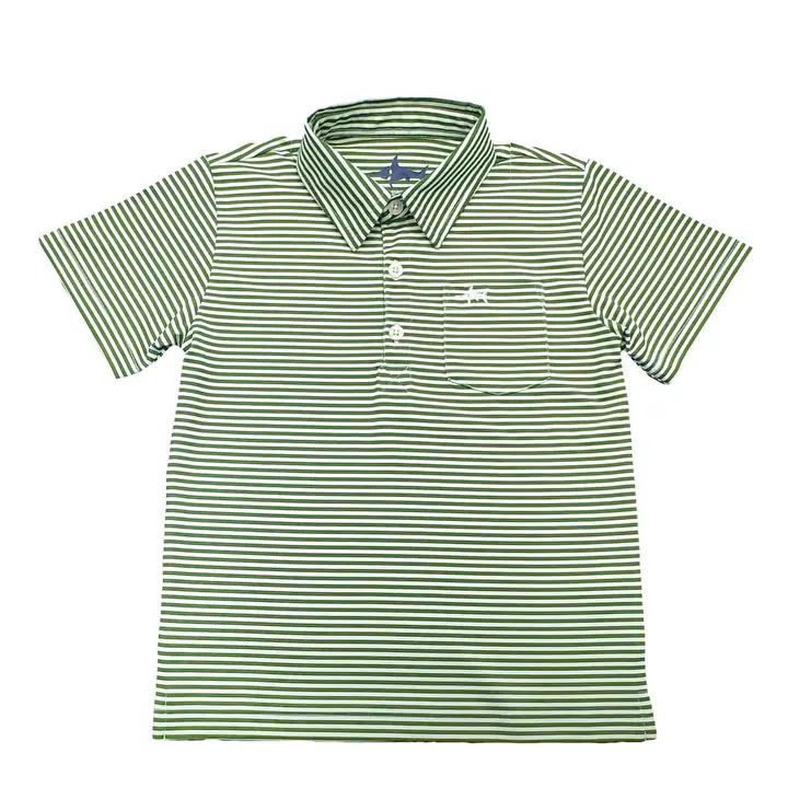 Inshore Performance Polo - Green Striped