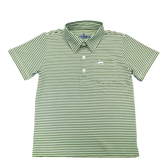 Inshore Performance Polo - Green Striped