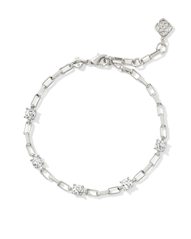 Lexi Chain Bracelet Silver White Crystal