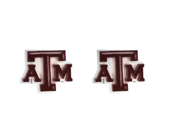 Texas A&M Maroon & White Logo Studs