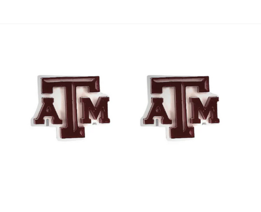 Texas A&M Maroon & White Logo Studs