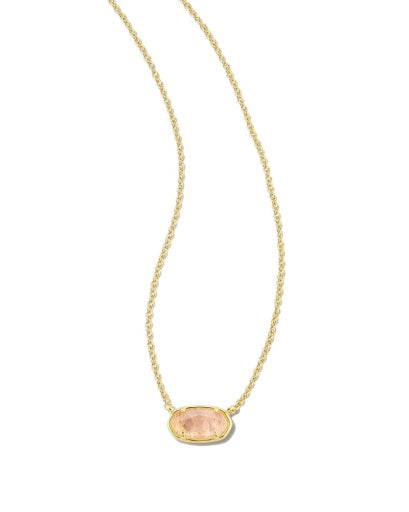 Grayson Stone Pendant Necklace - Gold Rose Quartz - Southern Belle Boutique