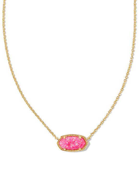 Elisa Short Pendant Necklace Gold Bright Pink Kyocera Opal - Southern Belle Boutique