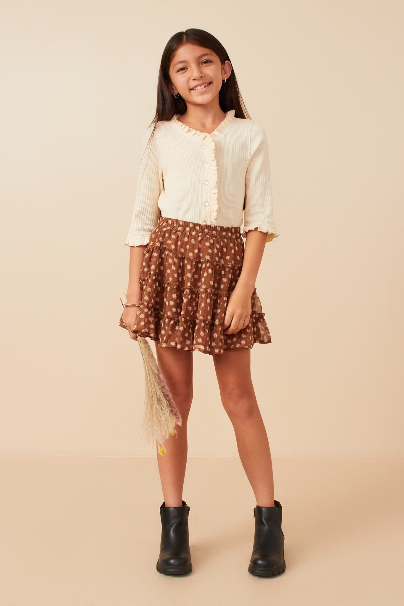 Brown Ditsy Floral Skirt