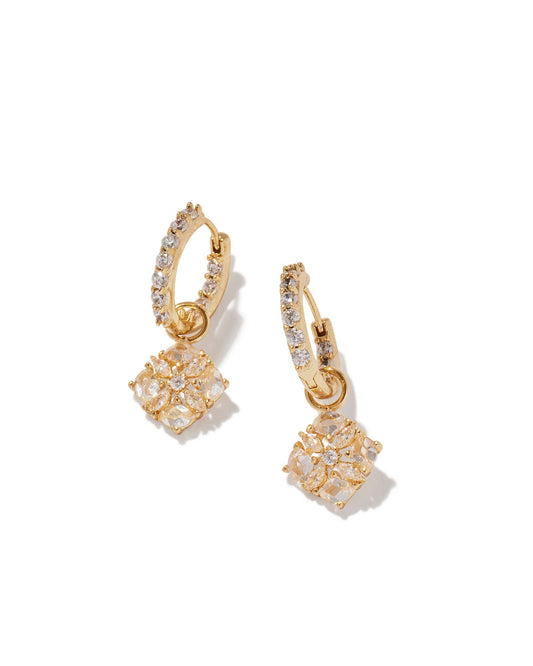 Dira Crystal Huggie Earrings Gold White Crystal - Southern Belle Boutique