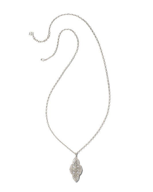 Abbie Long Pendant Necklace Rhodium Metal