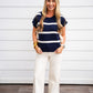 Navy Striped Bow Sweater
