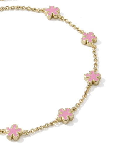 Jane Delicate Chain Bracelet - Gold Dark Pink Enamel - Southern Belle Boutique