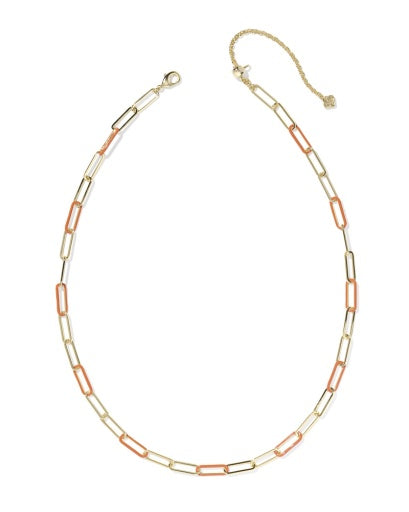 Ainsley Convertible Chain Necklace Gold - Dark Orange Enamel