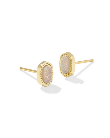 Mini Ellie Stud Earrings - Gold Iridescent Drusy