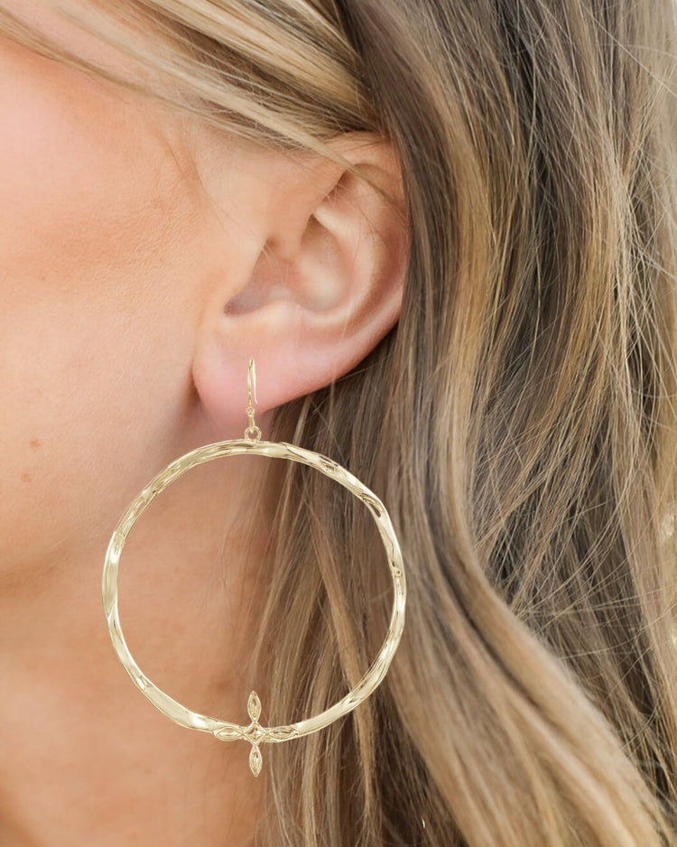 Radiant Cross Hoop Earrings - Gold