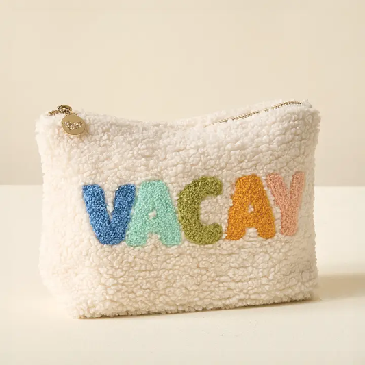 Cream Teddy Pouch - Vacay - Southern Belle Boutique