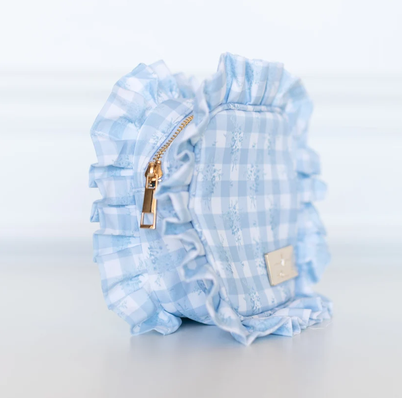 Rufffled Nylon Tech Organizer - Blue Floral - Southern Belle Boutique