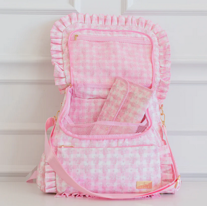 Ruffled Nylon Diaper Bag - Pink Floral - Southern Belle Boutique
