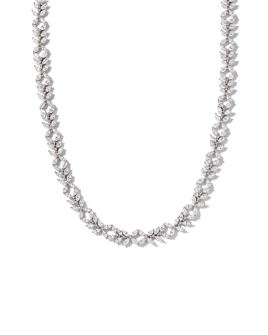 Rosalie Tennis Necklace - Silver White Crystal