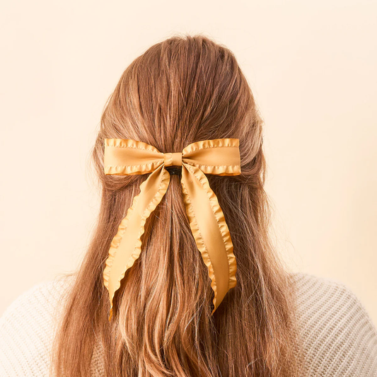 Ruffle Hair Bow - Mustand