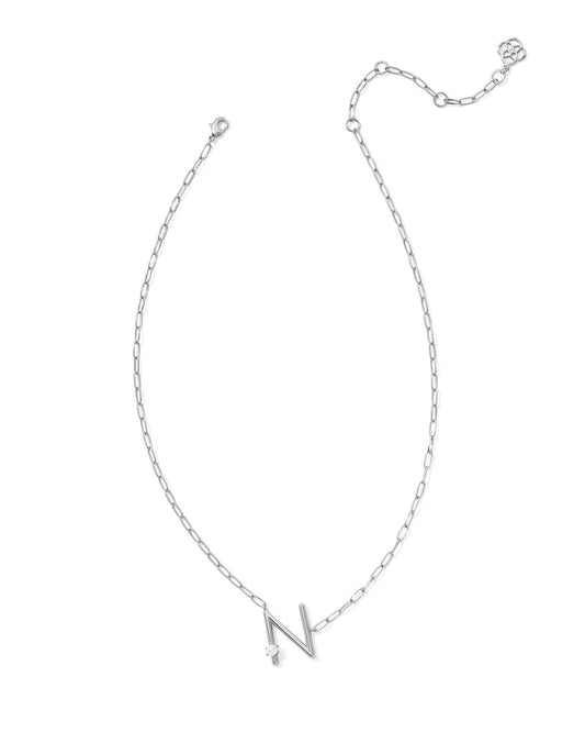 Pearl Initial N Short Pendant Necklace - Silver - Southern Belle Boutique