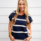 Navy Striped Bow Sweater