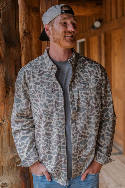 Cotton Twill Button Up LS - Classic Deer Camo