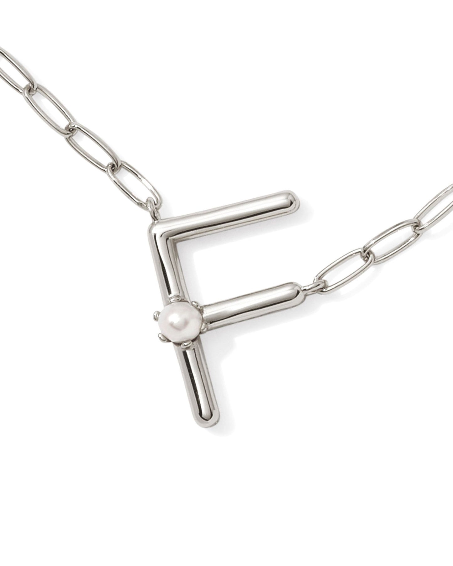 Pearl Initial F Short Pendant Necklace - Silver - Southern Belle Boutique
