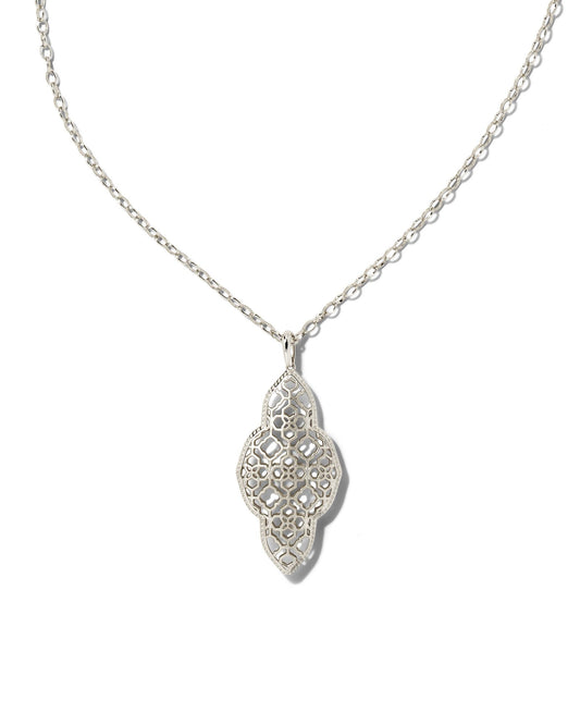 Abbie Long Pendant Necklace Rhodium Metal