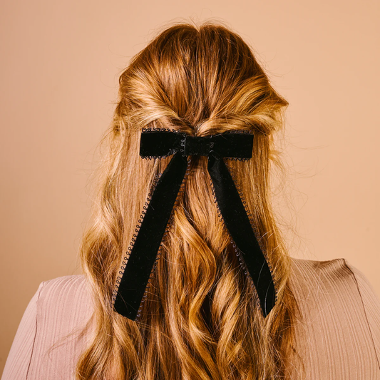 Black Vintage Velvet Hair Bow - Southern Belle Boutique
