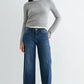 Scissor Cut Cuffed Slim Wide Jeans