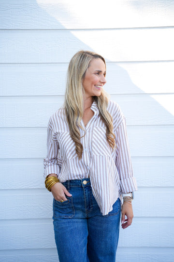 Time Will Tell Taupe Shirt