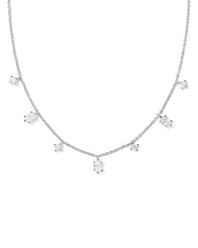 Cailin Delicate Strand Necklace Silver White Cz - Southern Belle Boutique