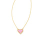 Ari Heart Pendant Necklace Gold Bubblegum Pink Kyocera Opal