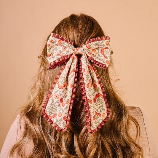Everbloom Dusty Rose Fancy Frills Hair Bow - Southern Belle Boutique