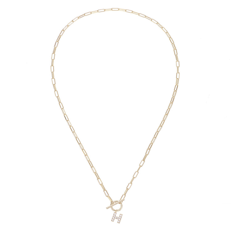 Sparkle Mini Toggle Initial Necklace - Gold