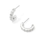 Jane Huggie Earrings - Silver White Enamel - Southern Belle Boutique