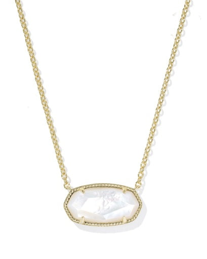 Elisa Statement Short Pendant Necklace Gold Ivory Mother Of Pearl