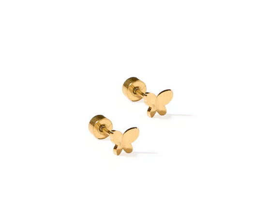 Screwback Stud Earrings - Billie Butterfly Gold - Southern Belle Boutique