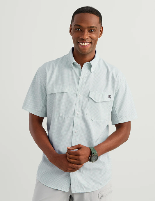 Tide Point Short Sleeve Button-Down - Heron Blue - Southern Belle Boutique