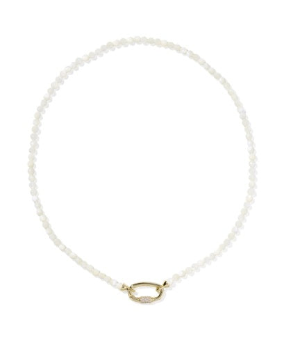 Emery Beaded Strand Necklace - Gold Ivory Mother Of Pearl
