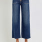 Risen High Rise Crop Wide Button Up Jean - Dark