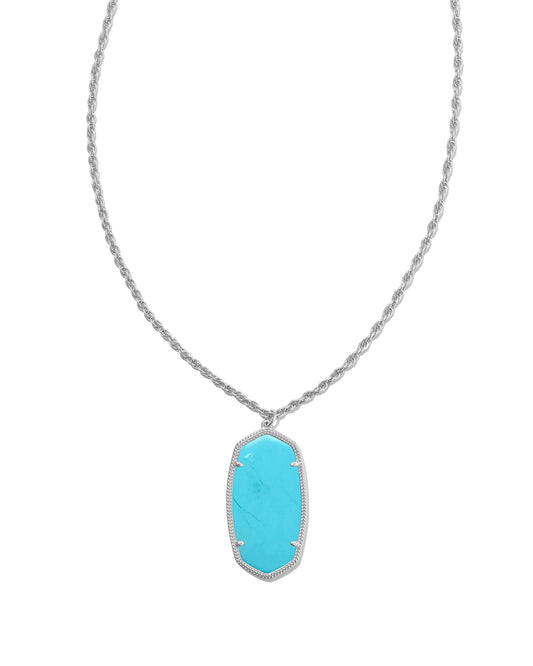 Rae Long Pendant Necklace Silver Turquoise Magnesite - Southern Belle Boutique