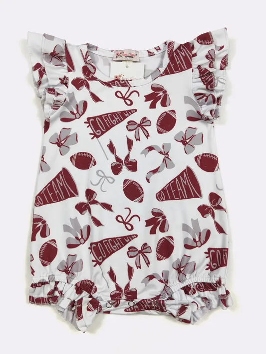 Go Team Burgundy Baby Romper - Football