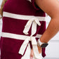 Burgundy Striped Bow Sweater