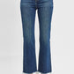 Tummy Control High Rise Crop Straight Raw Cut Hem - Dark - Southern Belle Boutique
