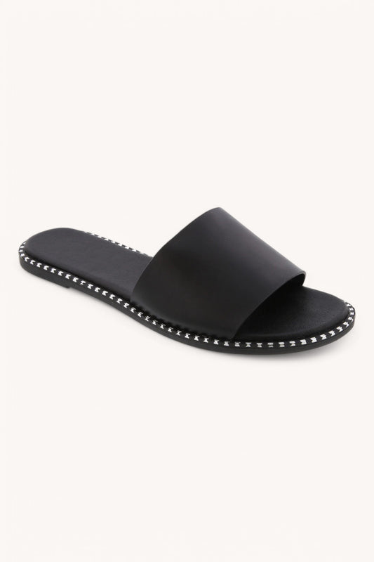 Gateth Stud Edge Sandals - Black Silver