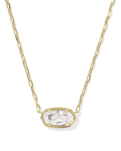 Elisa Luxe Short Pendant Necklace - Gold White Cz - Southern Belle Boutique