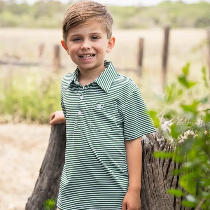 Inshore Performance Polo - Green Striped