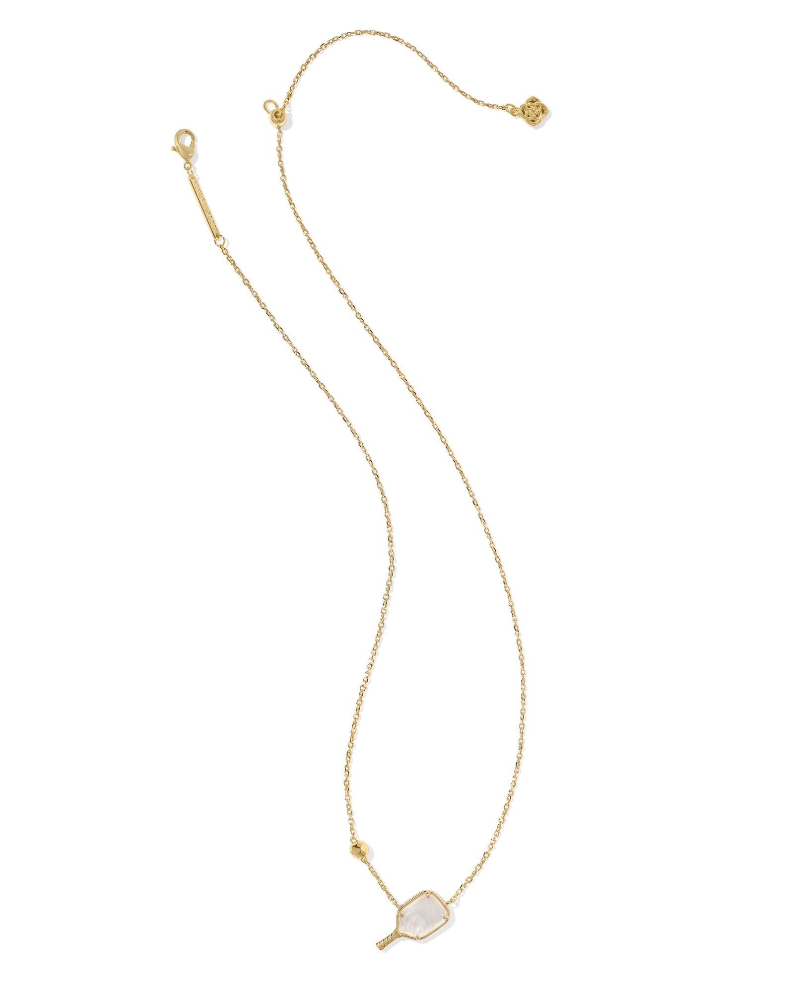 Pickleball Short Pendant Necklace Gold Ivory Mother Of Pearl - Southern Belle Boutique