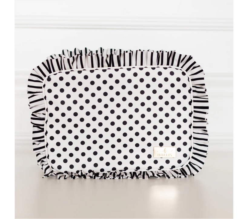 Ruffled Nylon XL Pouch - Polka Stripe - Southern Belle Boutique