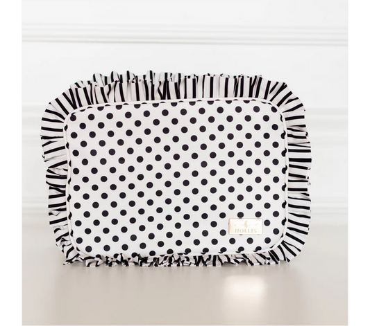 Ruffled Nylon XL Pouch - Polka Stripe - Southern Belle Boutique