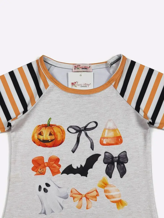 Halloween Boo Bows Girls Raglan